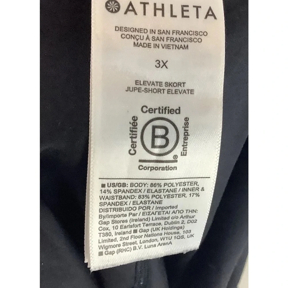 Athleta Sz 3X Levitate Pleated Skort Black Polyester Spandex Zip Pocket - Picture 6 of 7